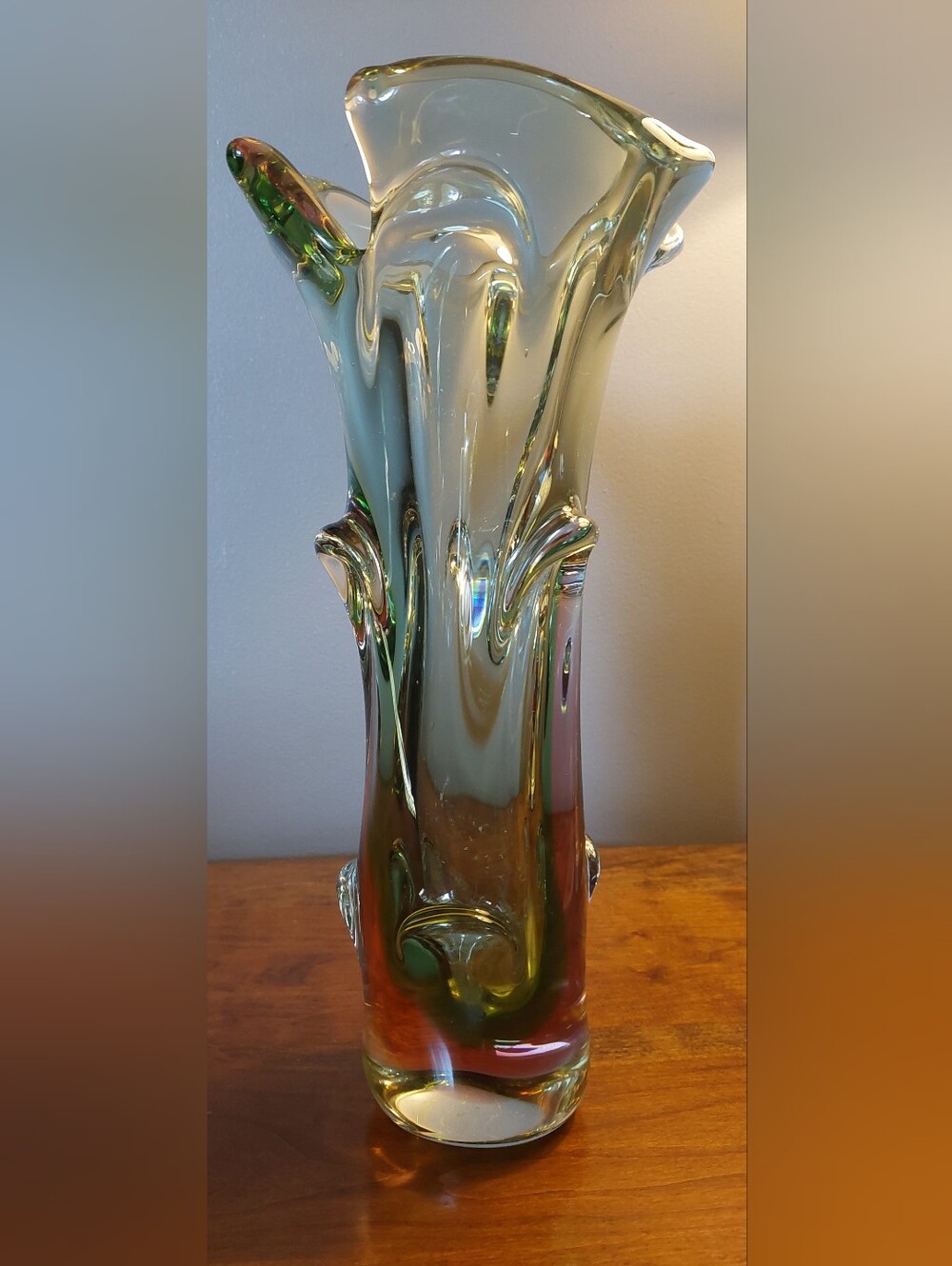 Vintage 1960s Czech Art Glass Vase.  Mstisov Niagara Series, Karel Zemek